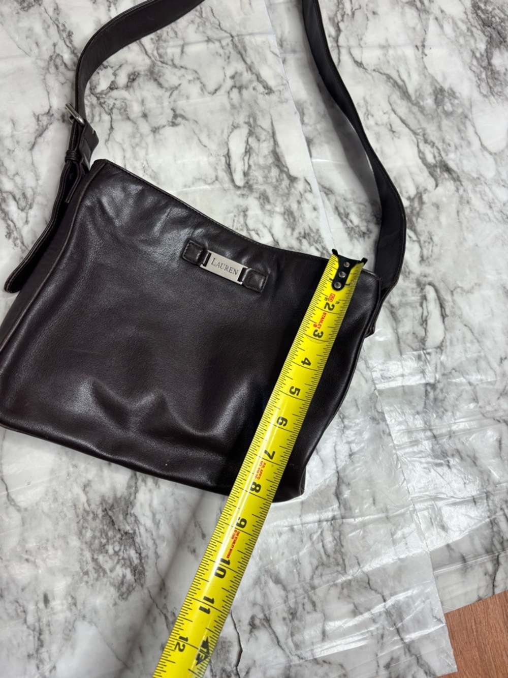 Lauren Ralph Lauren Dark Brown Leather Bag purse - Picture 5 of 9
